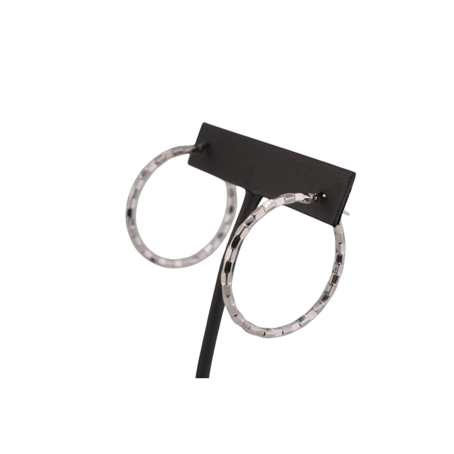 14KT White Gold New Round Hoops 30mm Earrings