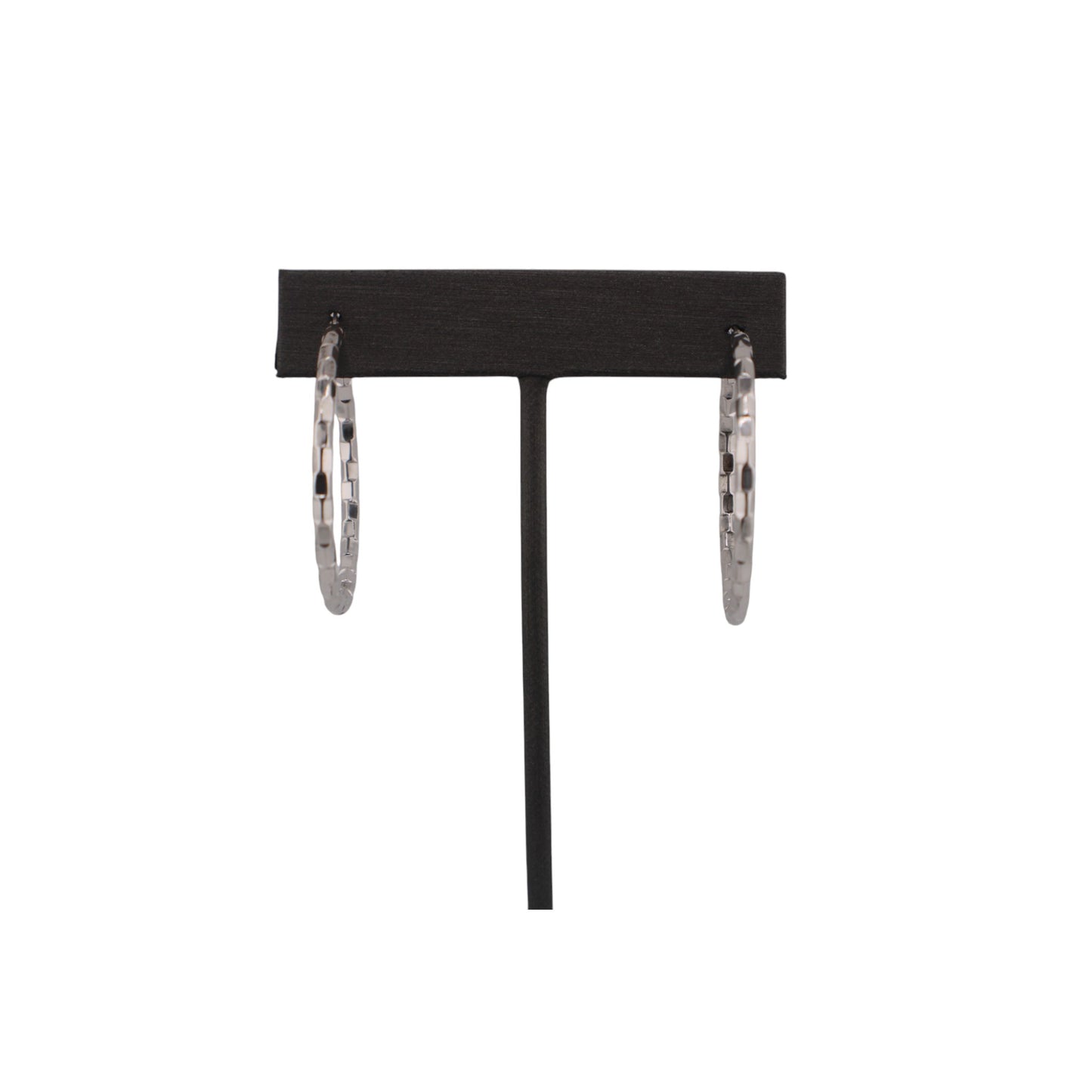 14KT White Gold New Round Hoops 30mm Earrings