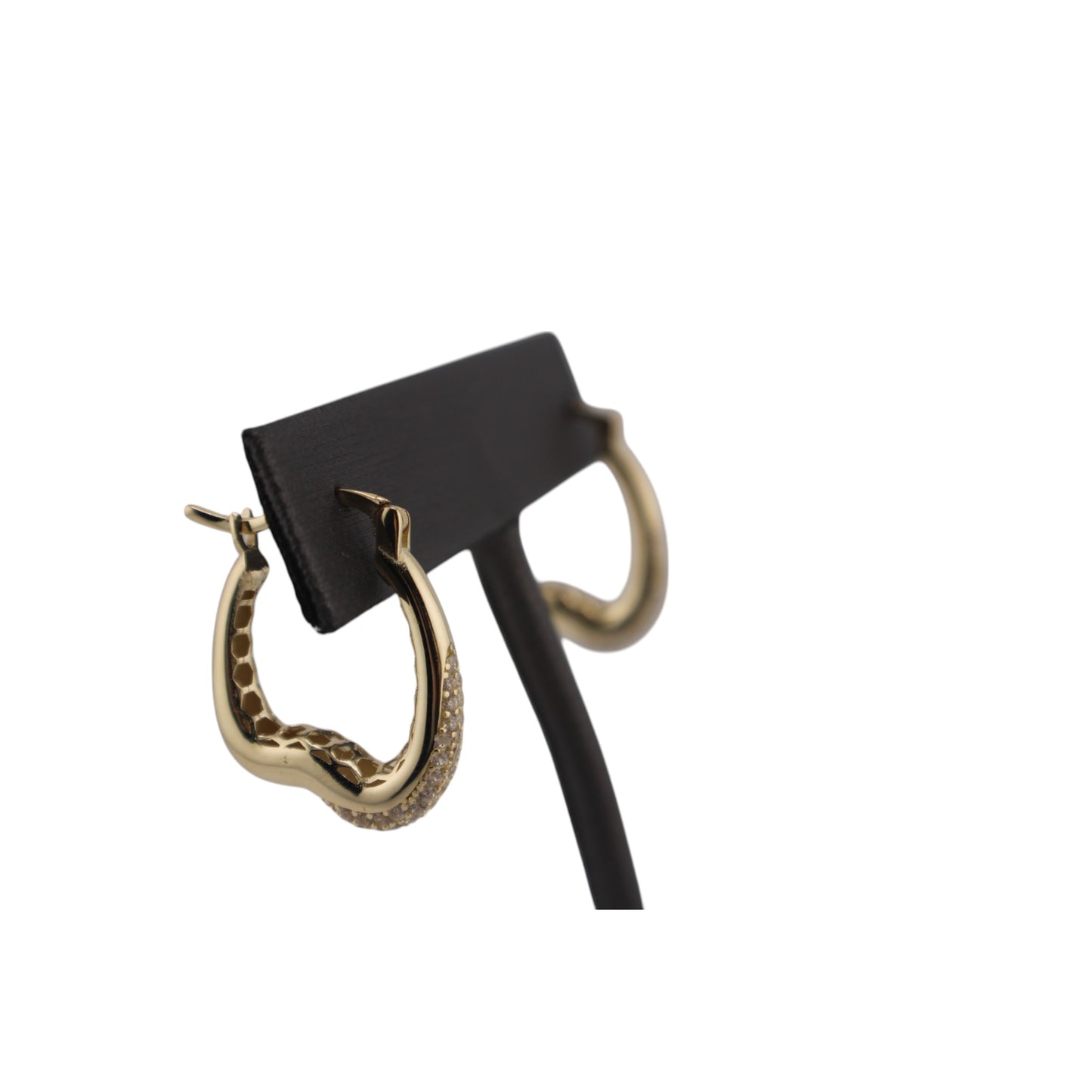 14KT Semi-Solid Yellow Gold w/ White Cz Hoops 12.mm Earrings
