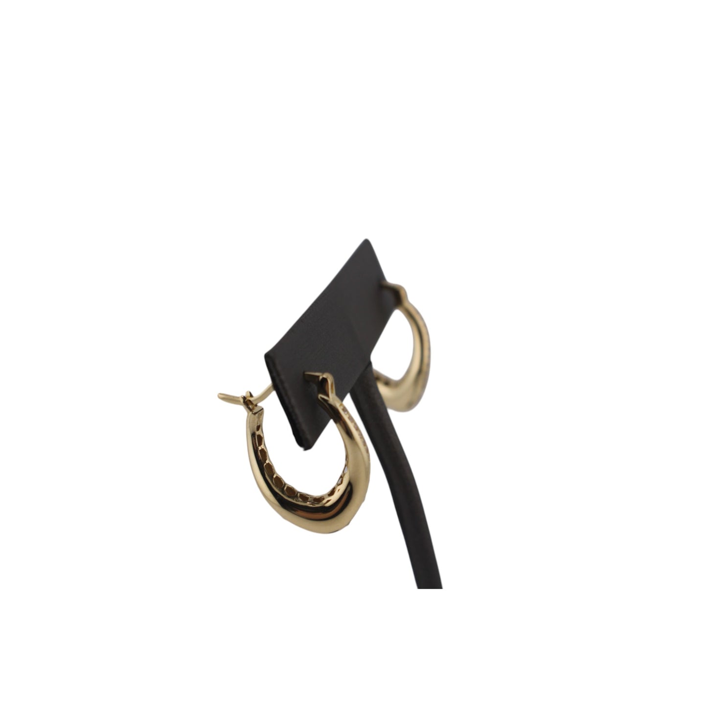 14KT Semi-Solid Yellow Gold w/ White Cz Earrings Hoops 12.mm