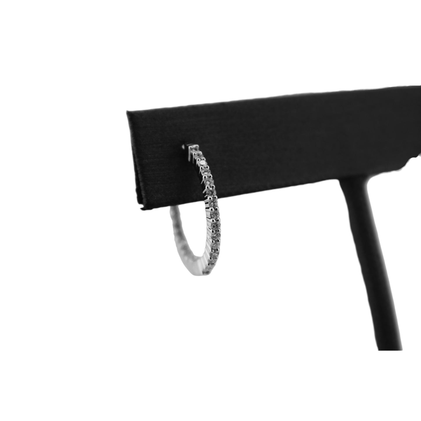 14KT White Gold Round Hoops Diamond Inside-Out Earrings.