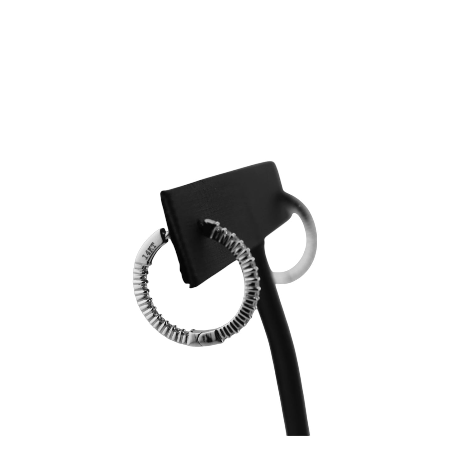 14KT White Gold Round Hoops Diamond Inside-Out Earrings.