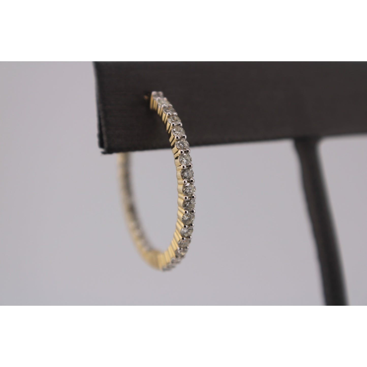 14KT Yellow Gold Round Hoops Diamond Inside-Out Earrings.