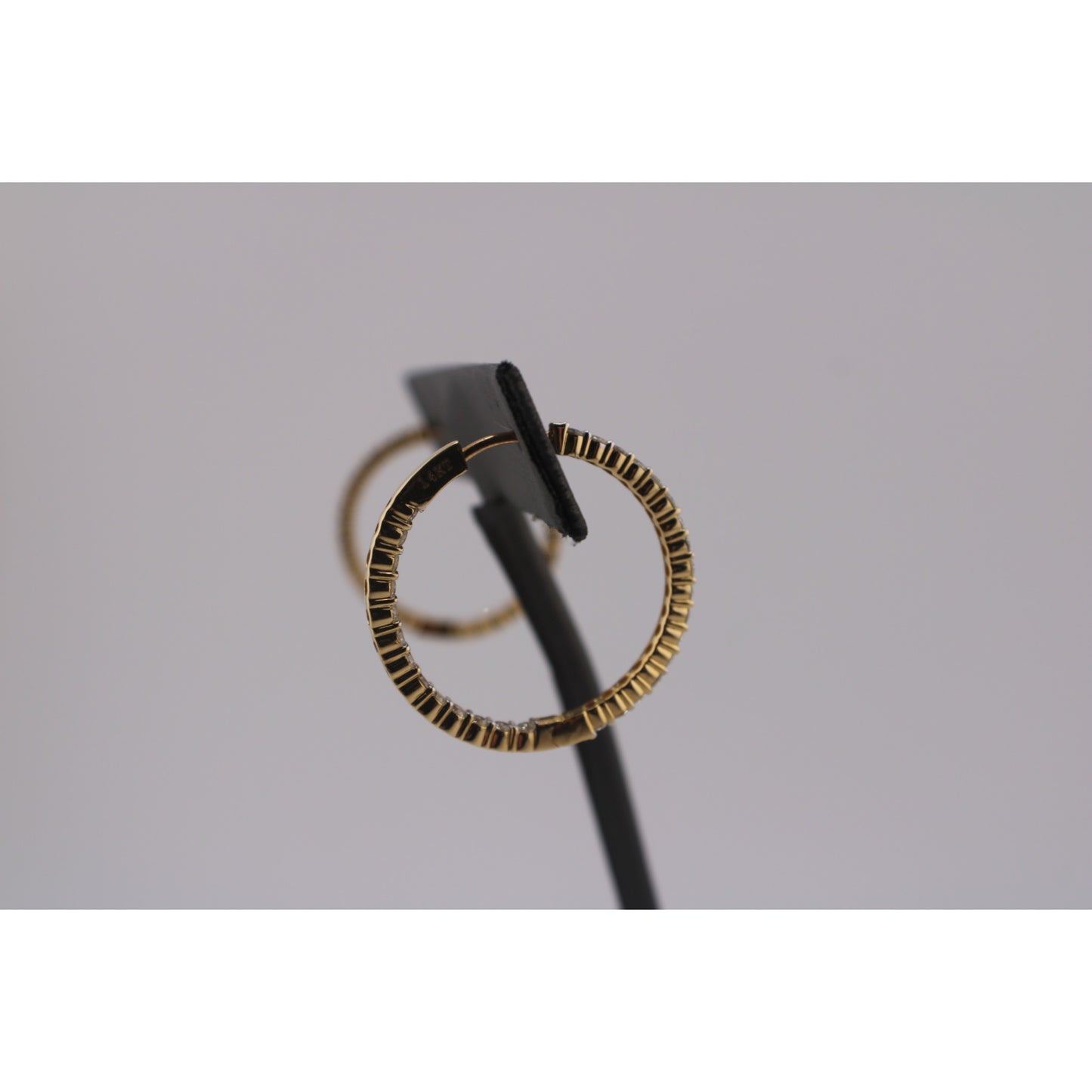 14KT Yellow Gold Round Hoops Diamond Inside-Out Earrings.