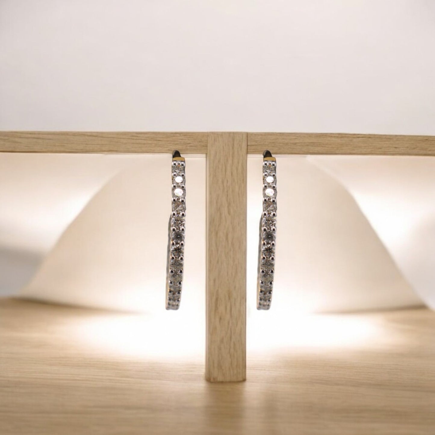 14KT Yellow Gold Round Hoops Diamond Inside-Out Earrings.