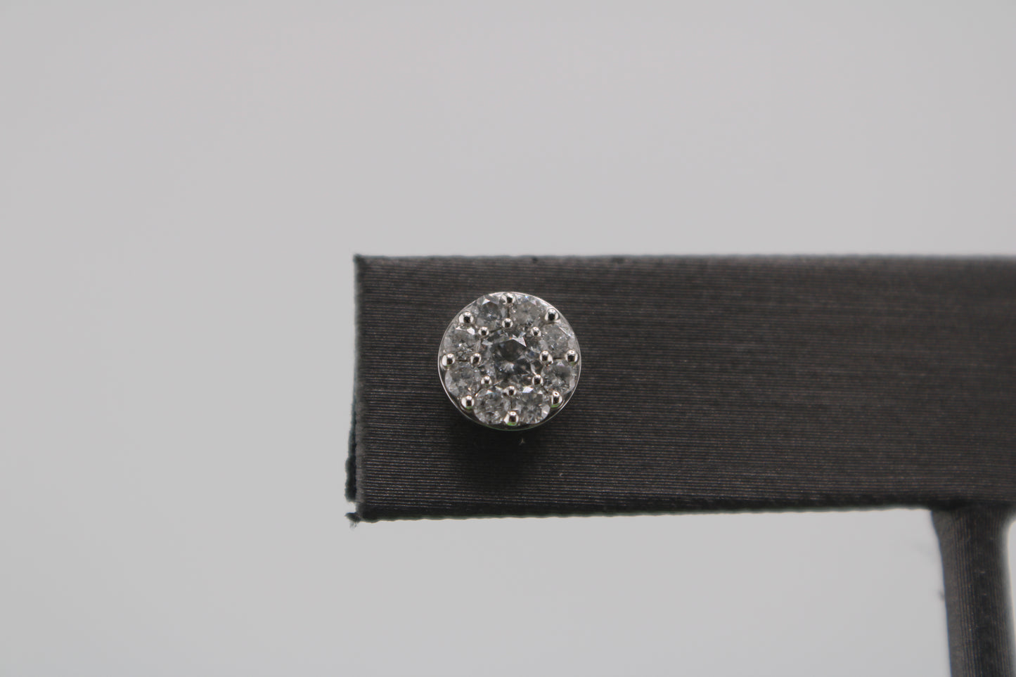10KT White Gold W/ Diamond .75cttw Cluster Round Studs Earrings