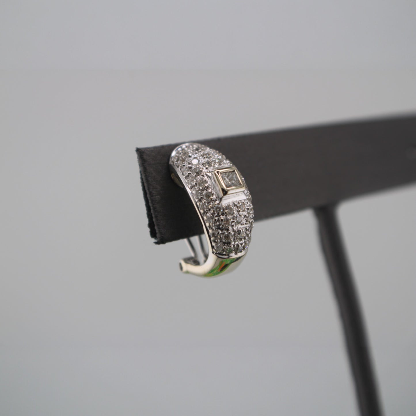 14KT White Gold W/ Diamond 1.20cttw Cut Center Drop Earrings