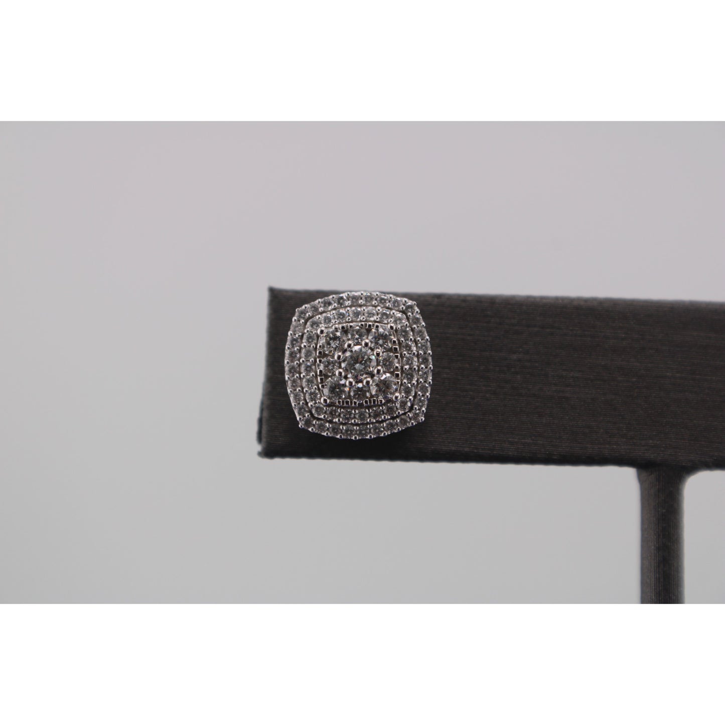 10KT White Gold W/ Diamond 1.20cttw Cluster Square Studs Earrings