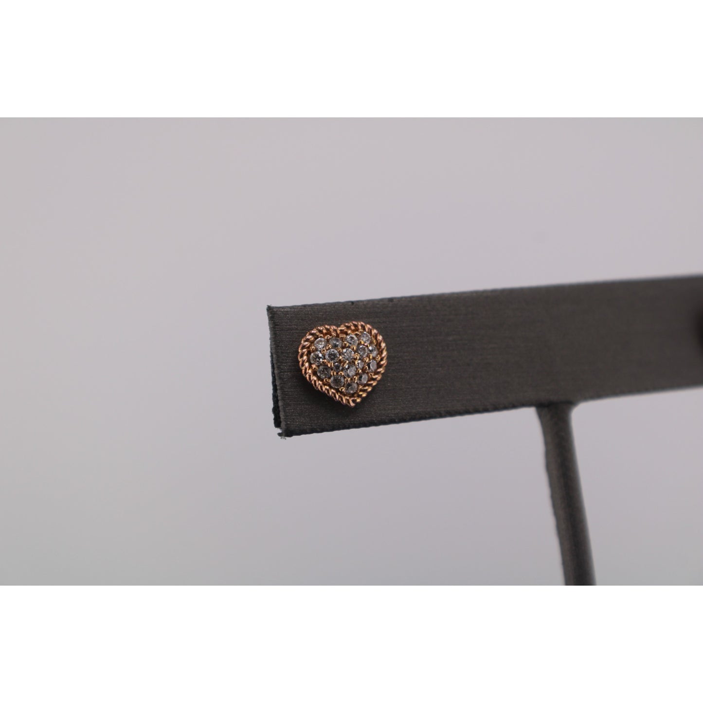 14KT Rose Gold W/ Cluster Diamond 1.00cttw Heart Studs Earrings