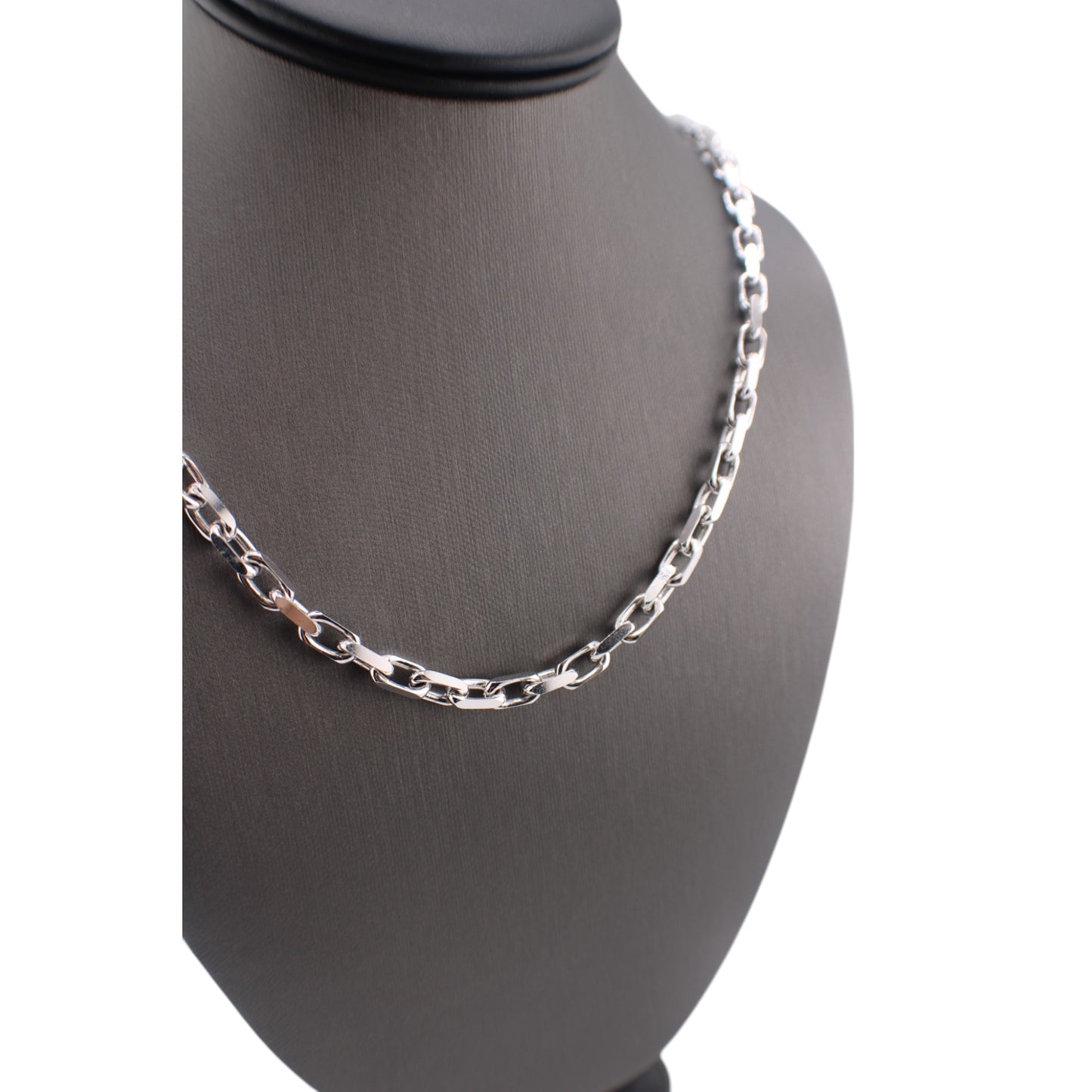 14KT White Solid Gold H Fancy Cut Chain