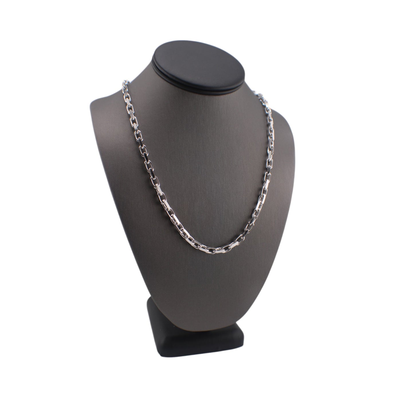 14KT White Solid Gold H Fancy Cut Chain