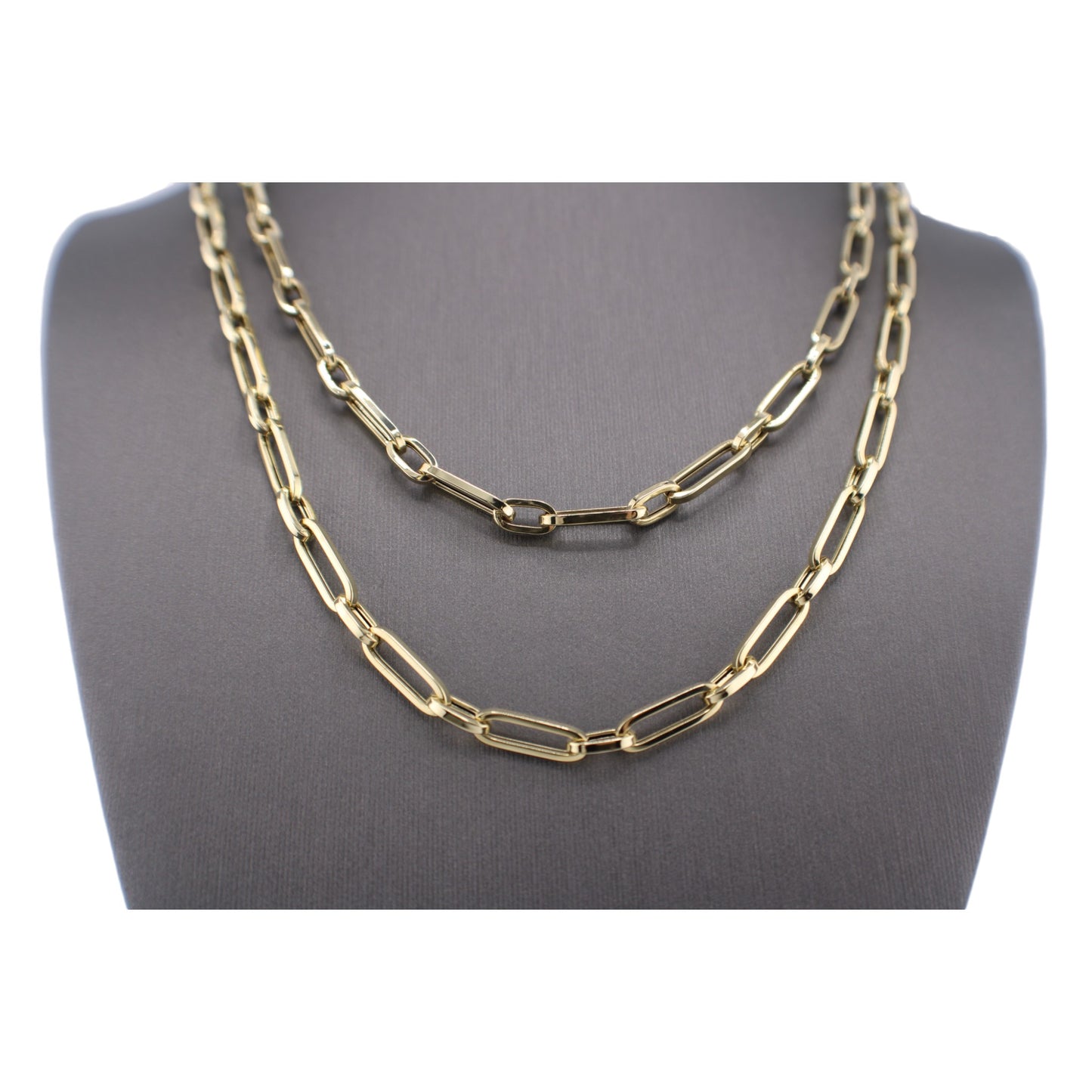 14KT Yellow Semi-Solid Paper-Clip Link Gold Chain.