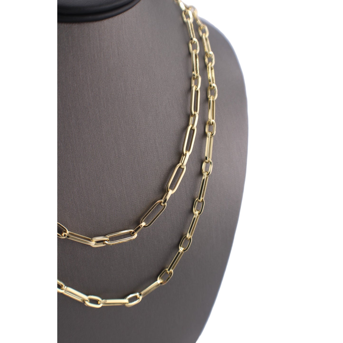 14KT Yellow Semi-Solid Paper-Clip Link Gold Chain.