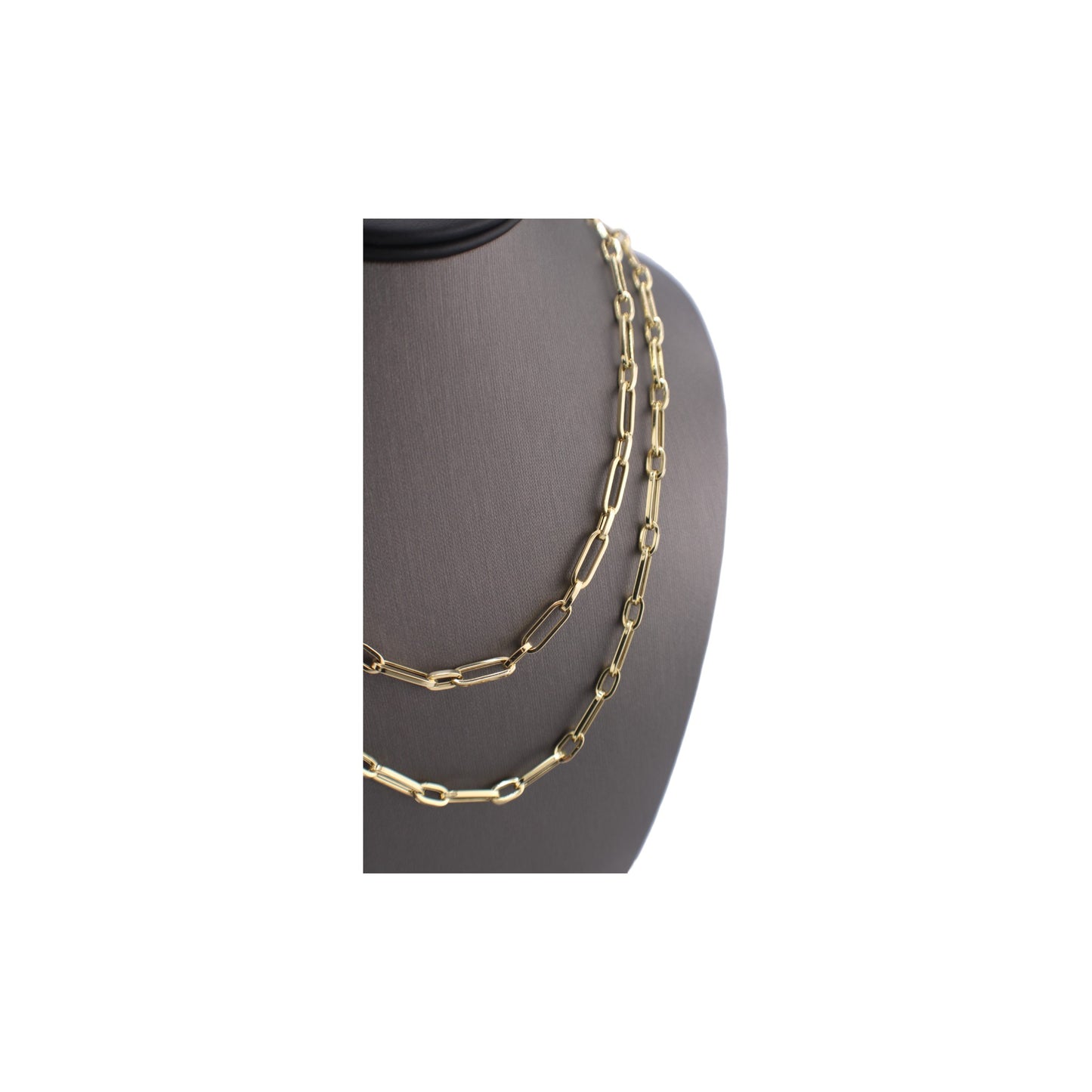 14KT Yellow Semi-Solid Paper-Clip Link Gold Chain.