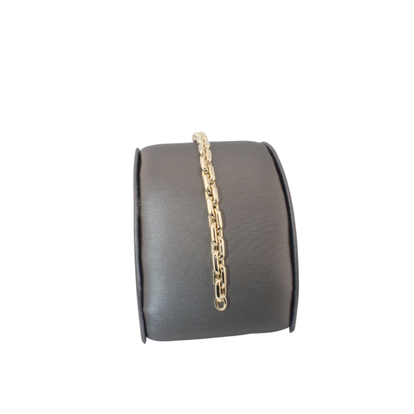 14KT Yellow Gold Semi-Solid Paper-Clip Puff Link Bracelets
