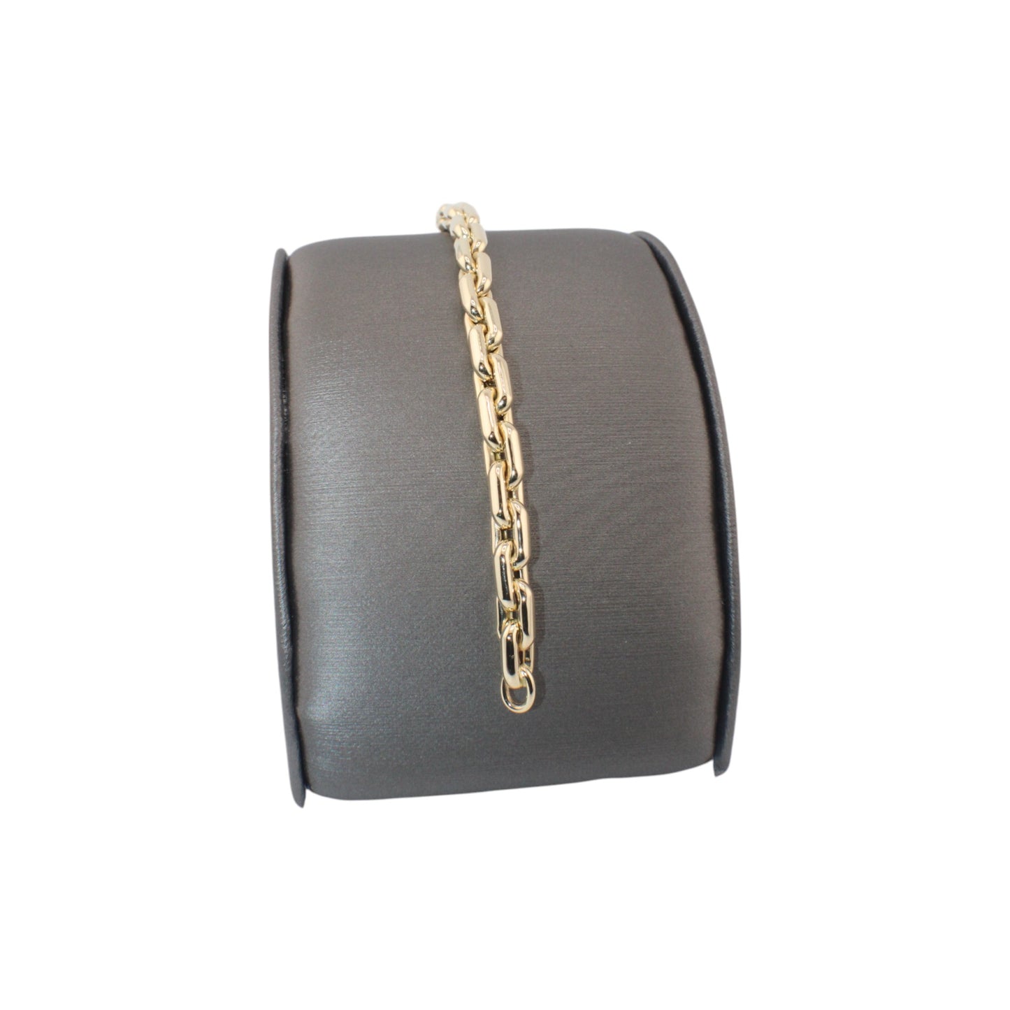 14KT Yellow Gold Semi-Solid Paper-Clip Puff Link Bracelets
