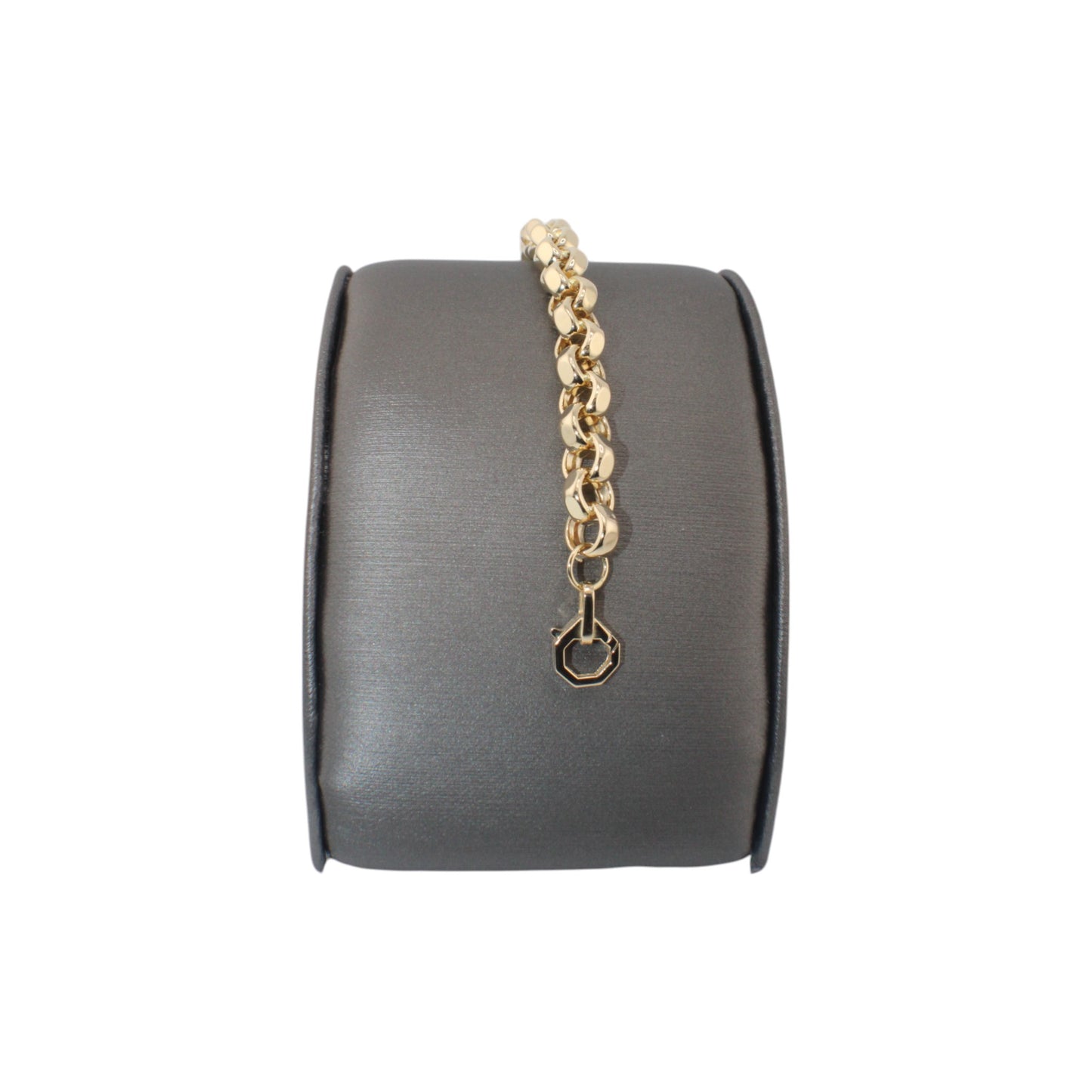 14KT Yellow Gold Semi-Solid Round-Clip Puff Link Bracelets