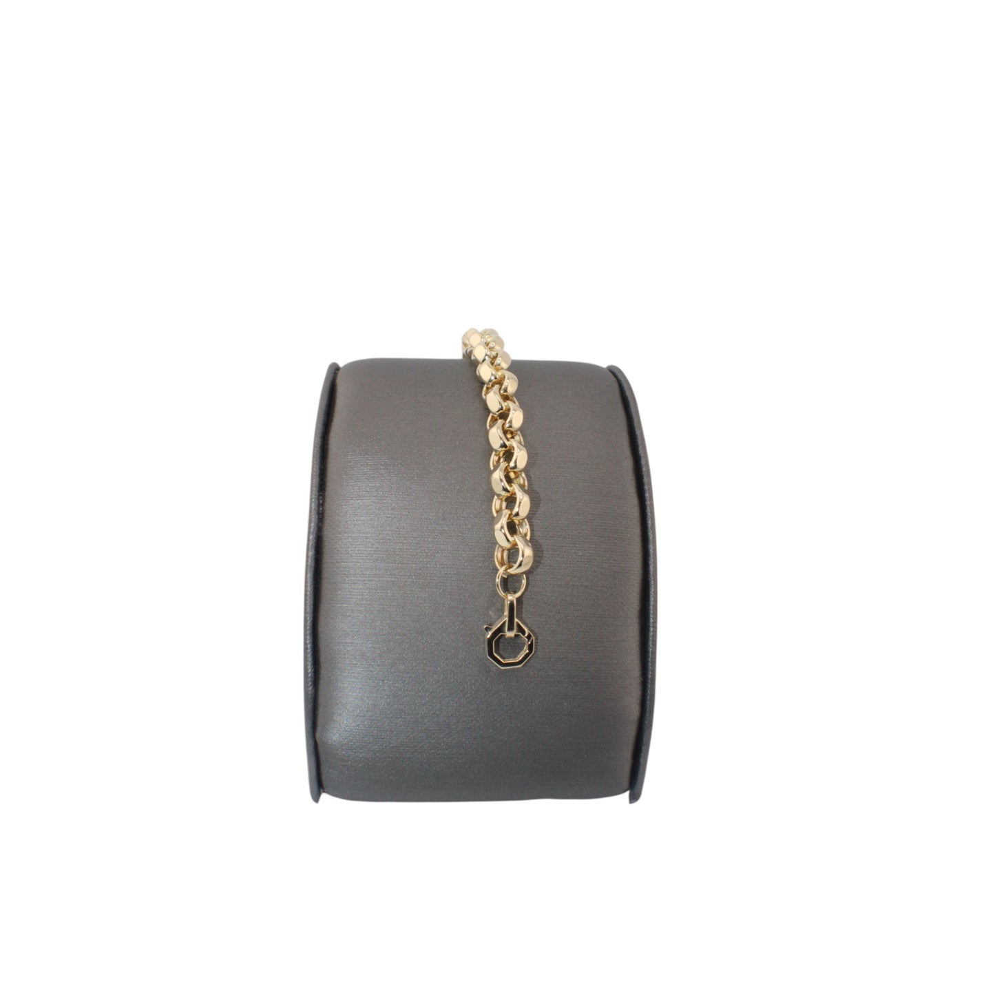 14KT Yellow Gold Semi-Solid Round-Clip Puff Link Bracelets
