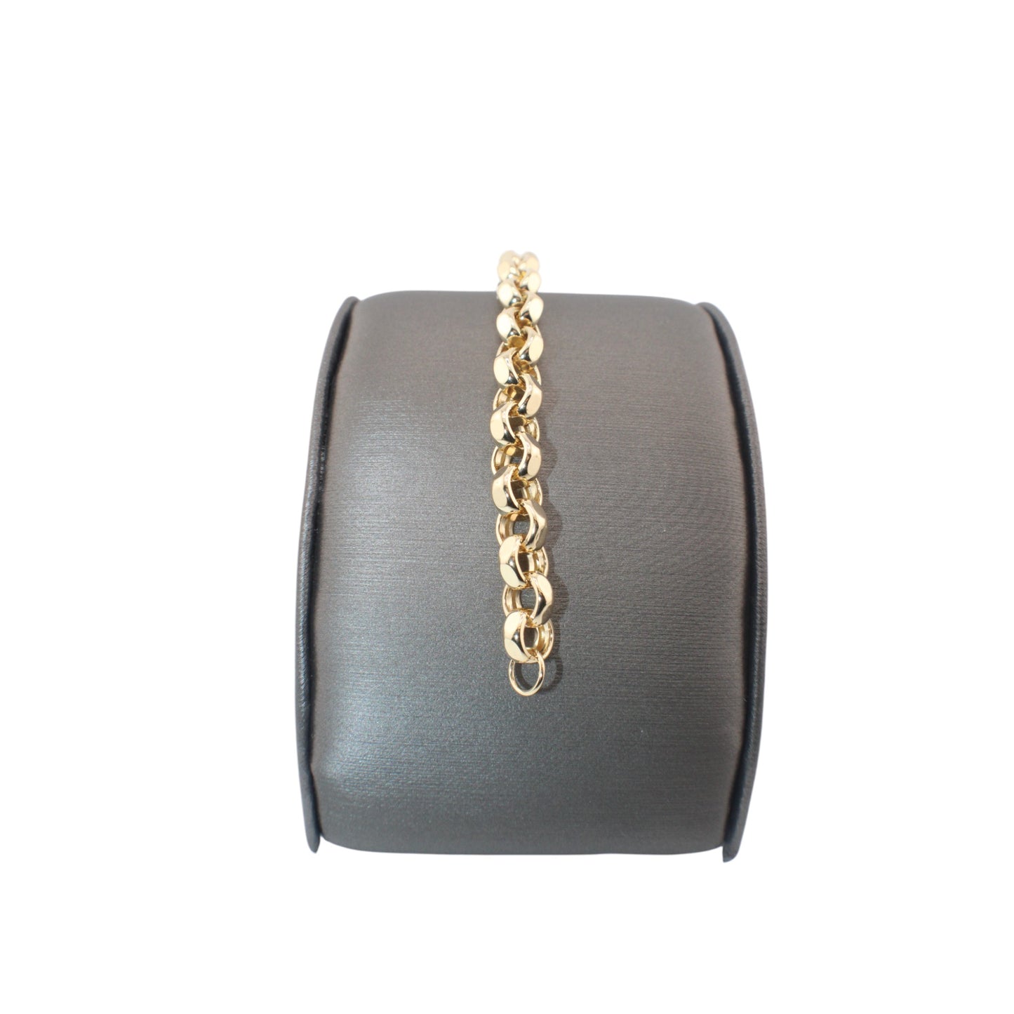 14KT Yellow Gold Fancy Semi-solid Faceted Rolo Bracelets 10mm Link