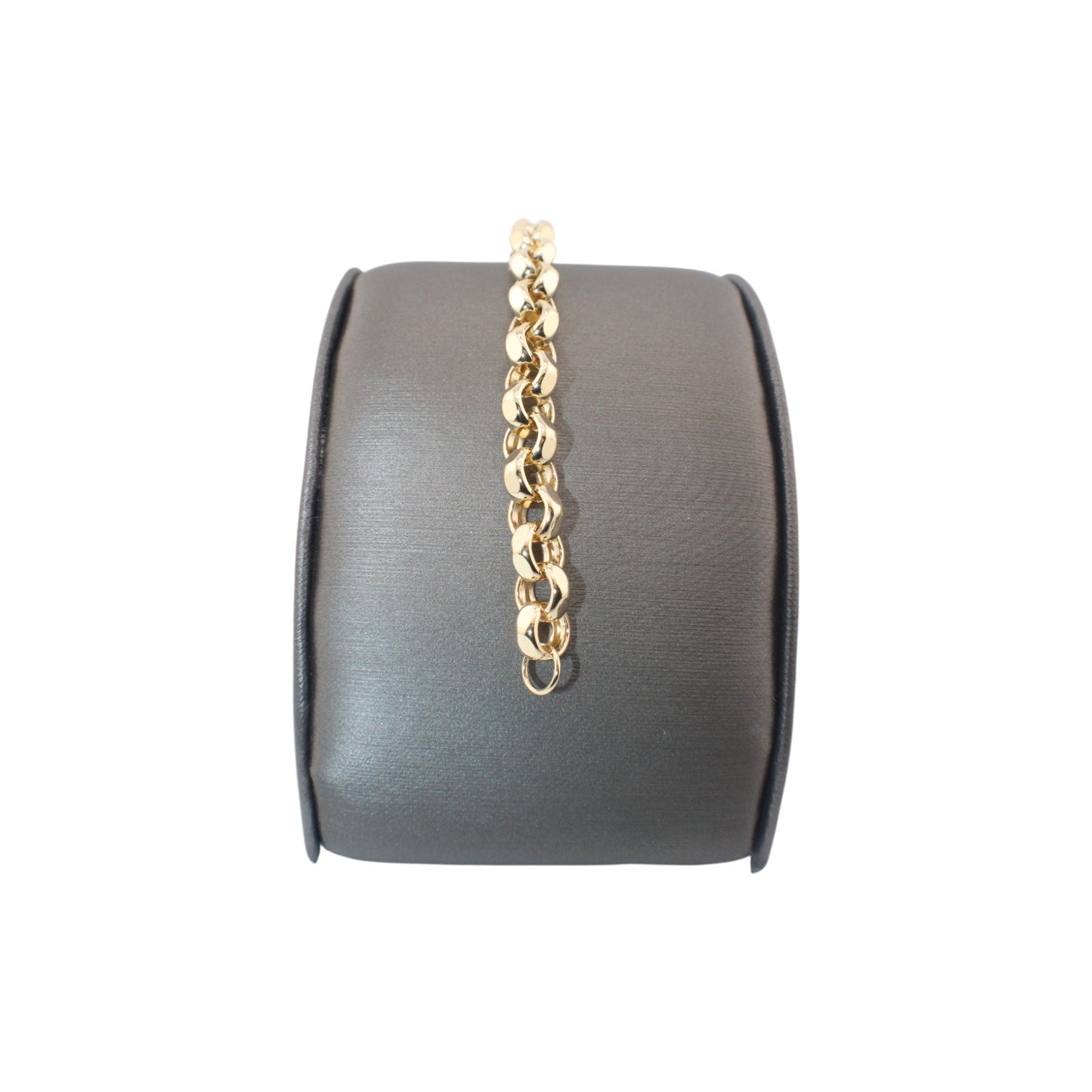 14KT Yellow Gold Fancy Semi-solid Faceted Rolo Bracelets 10mm Link