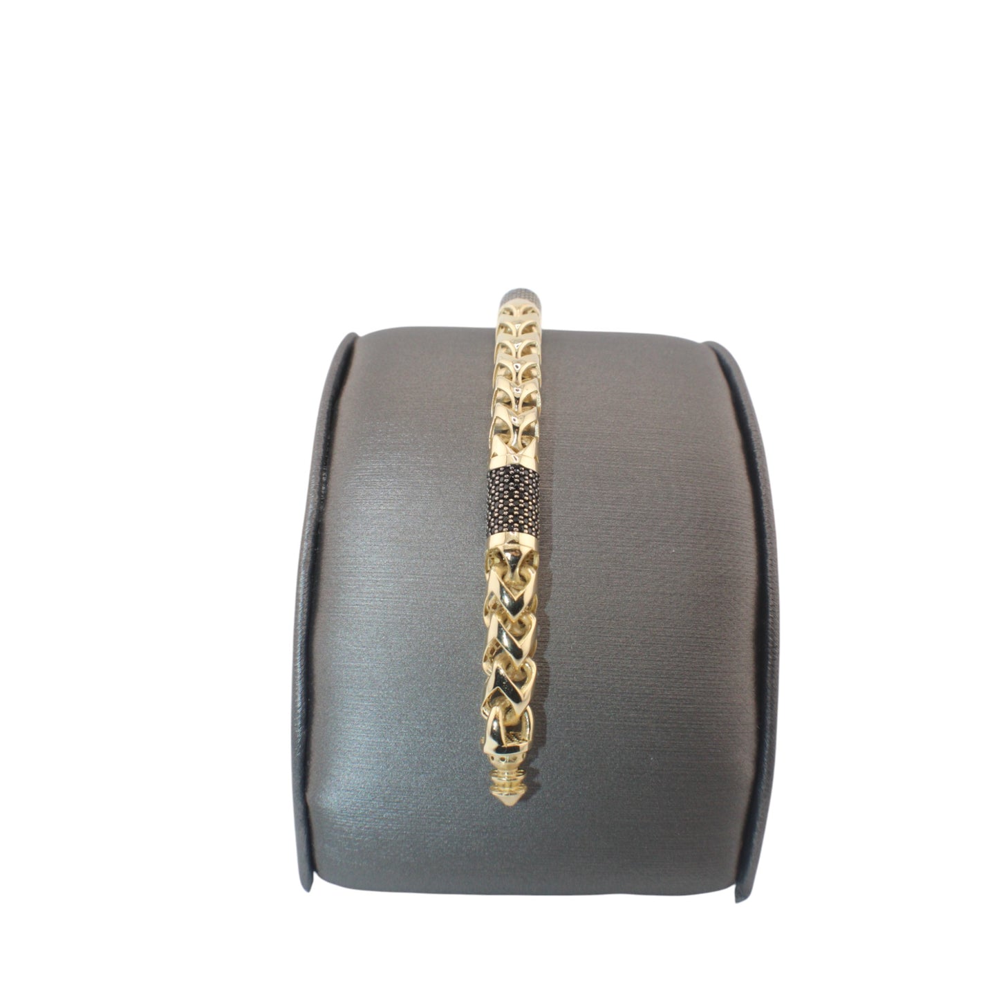 14KT Yellow Gold Snake Italian Link W/ Black Cz Bracelets