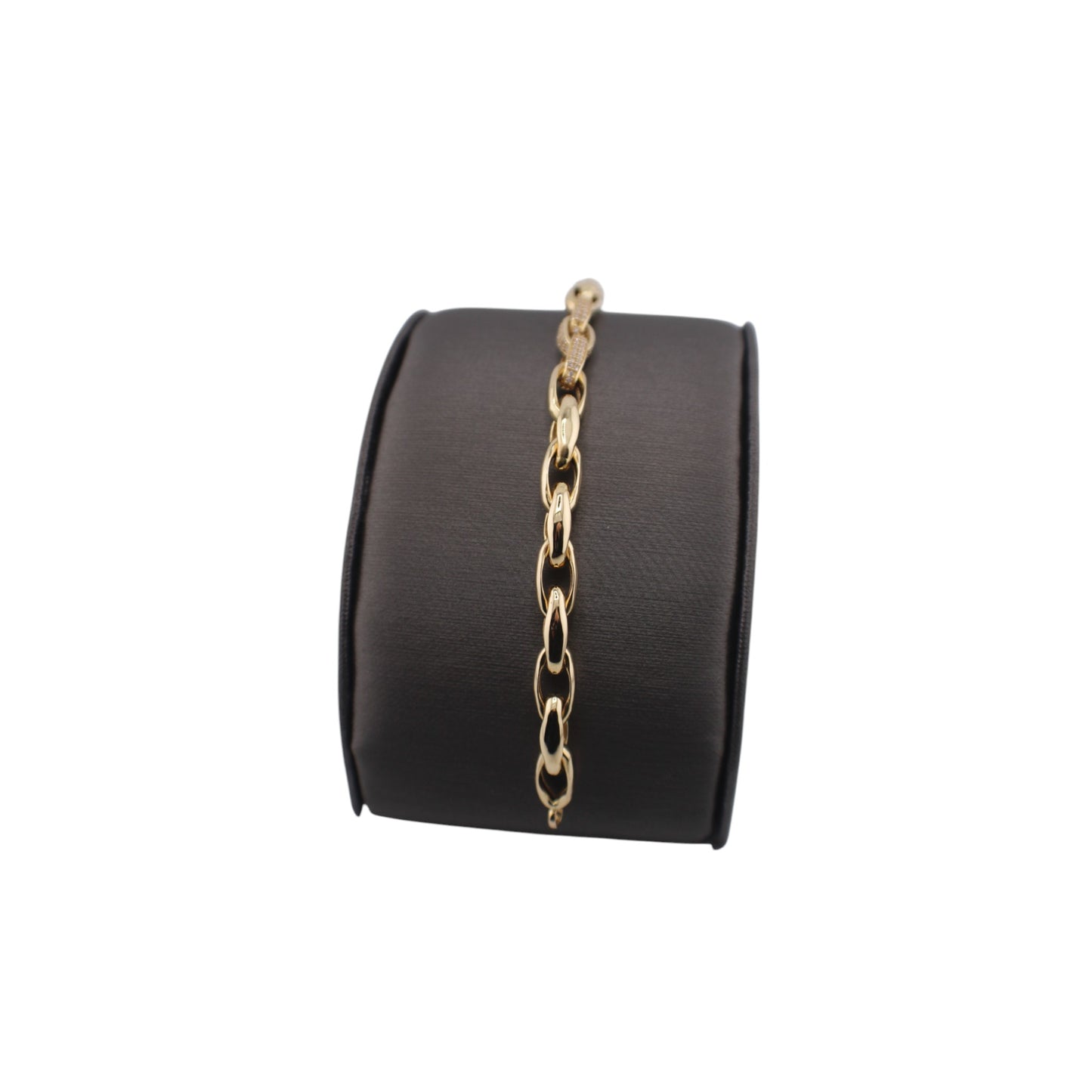 14KT Yellow Gold Italian Link W/ White Cz Bracelets