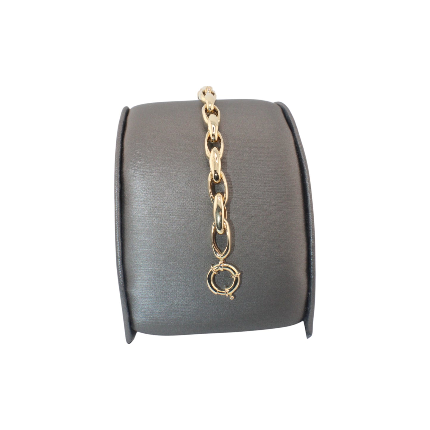14KT Yellow Gold Italian Link W/ White Cz Bracelets