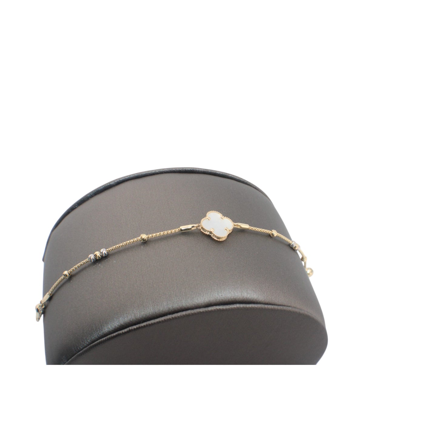 14KT Yellow Gold Solid Fancy Flower Mother of Pearl Bracelets