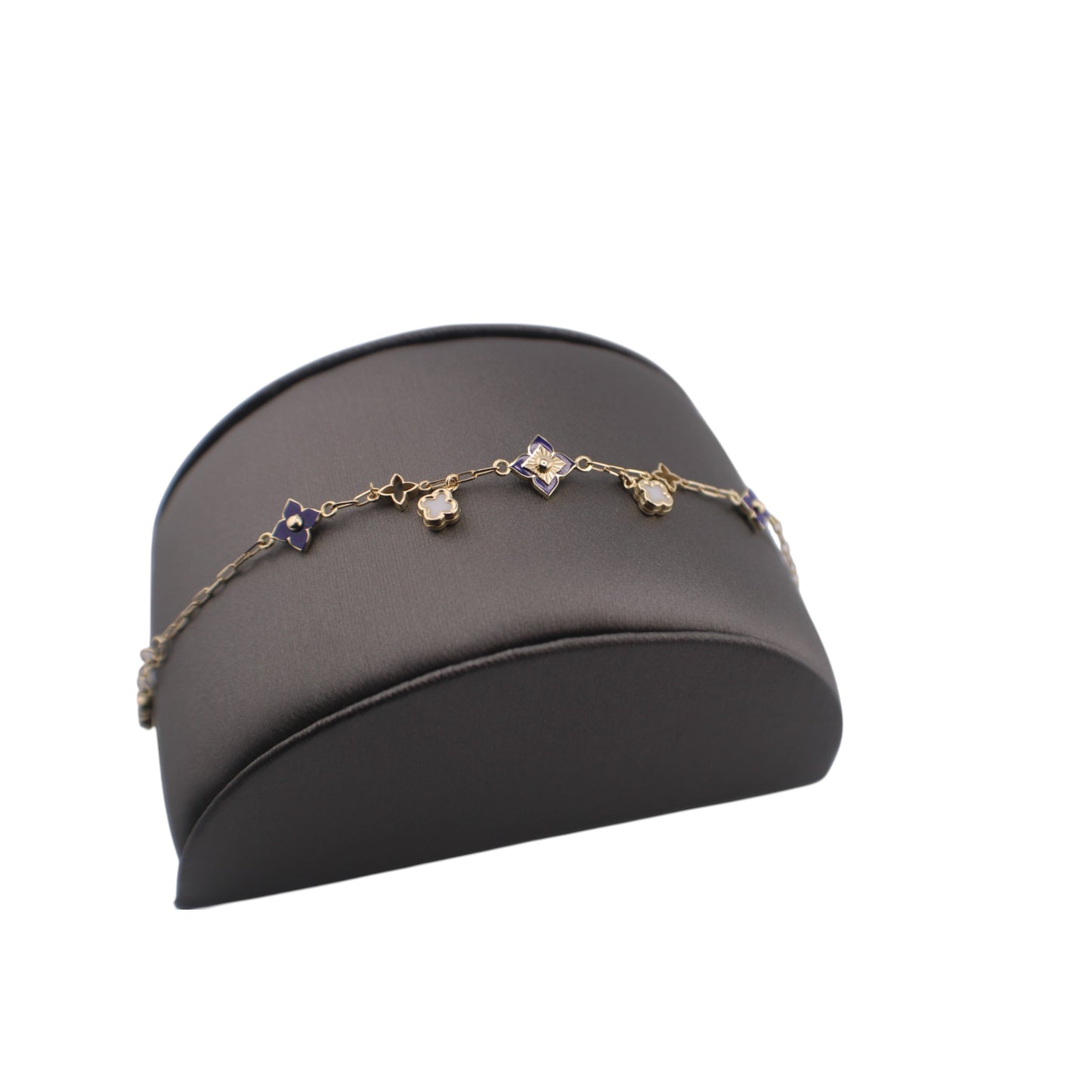 14KT Yellow Gold Fancy Style Link Paper-Clip Bracelets W/ Charms