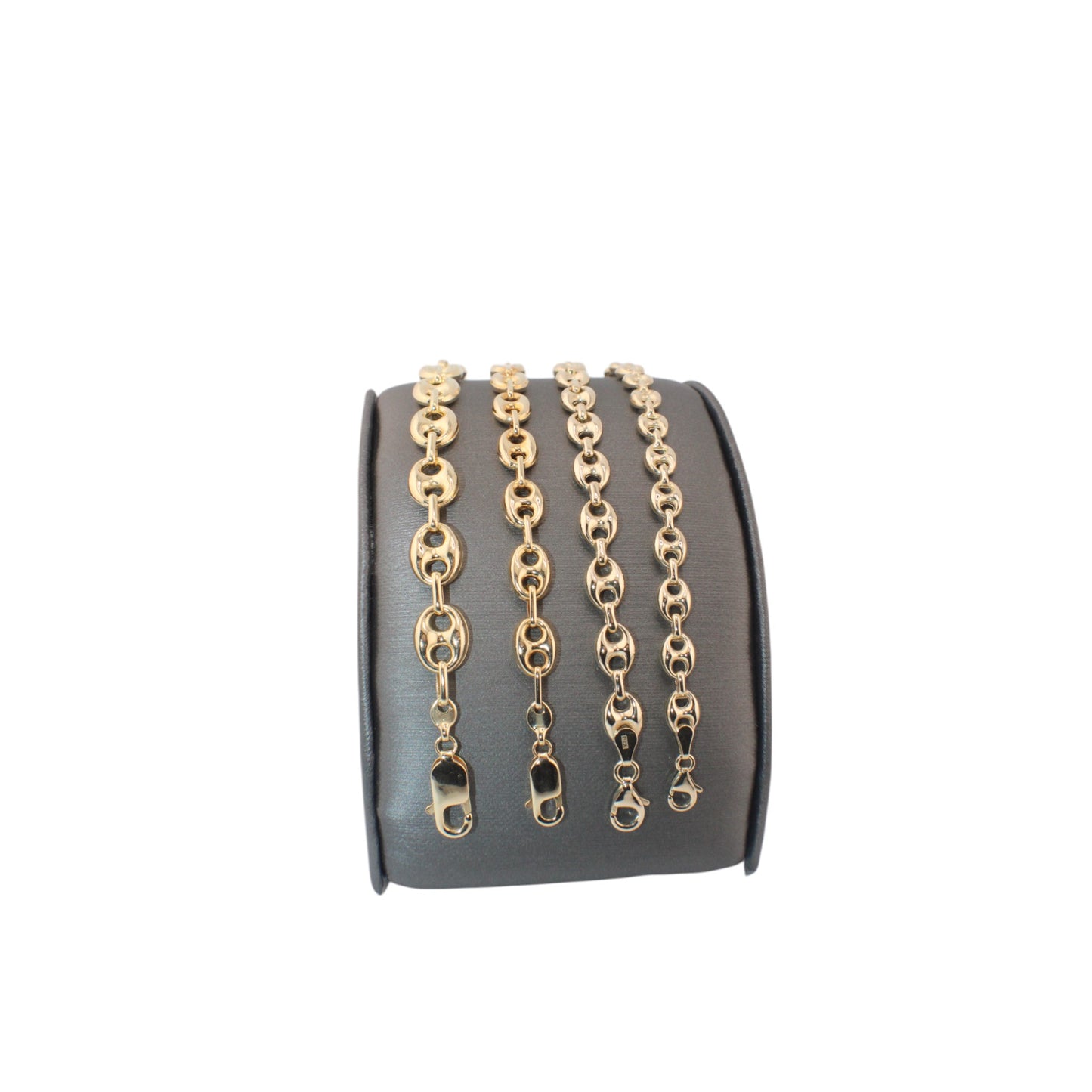 14KT Yellow Gold Semi-Solid Puff Fancy-G Link Bracelets
