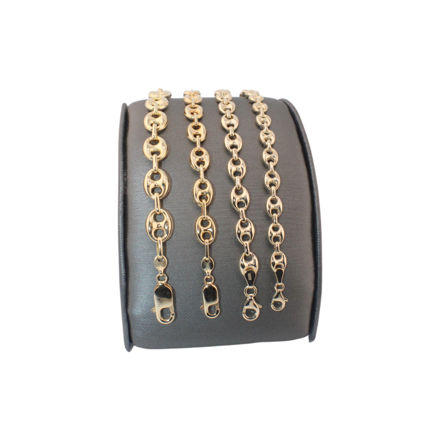 14KT Yellow Gold Semi-Solid Puff Fancy-G Link Bracelets