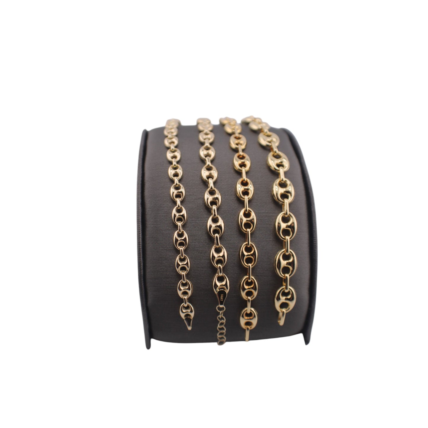 14KT Yellow Gold Semi-Solid Puff Fancy-G Link Bracelets