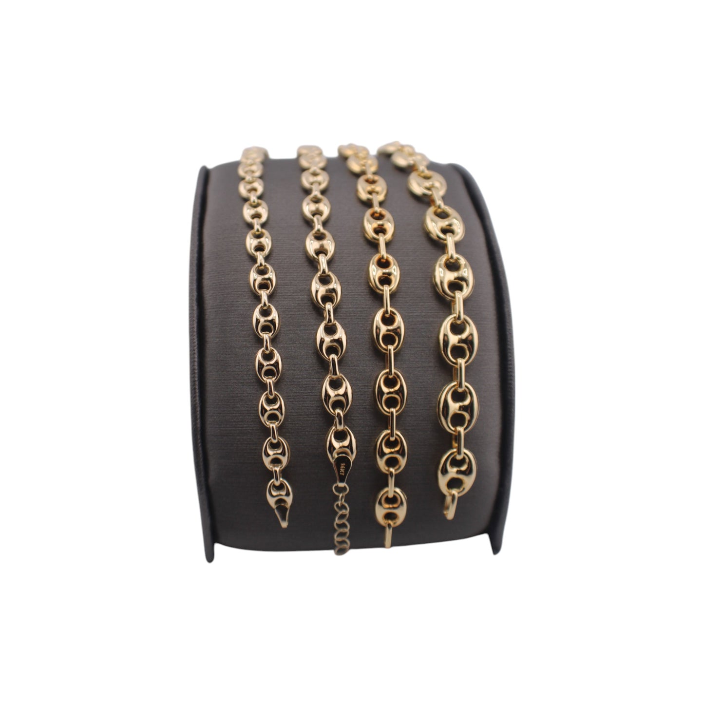 14KT Yellow Gold Semi-Solid Puff Fancy-G Link Bracelets