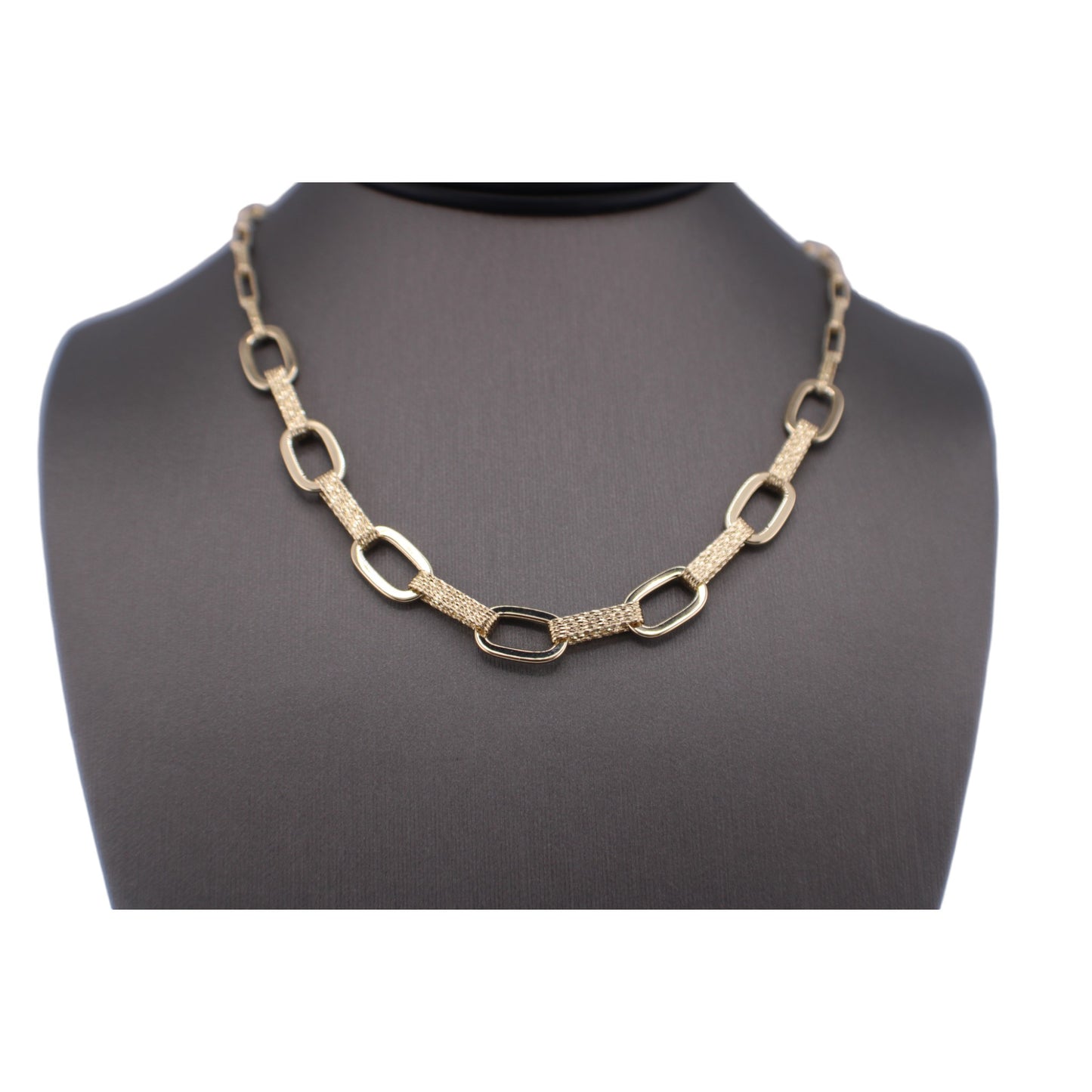 14KT Yellow Semi-Solid Gold Fancy Paper Clip Elongated Chain