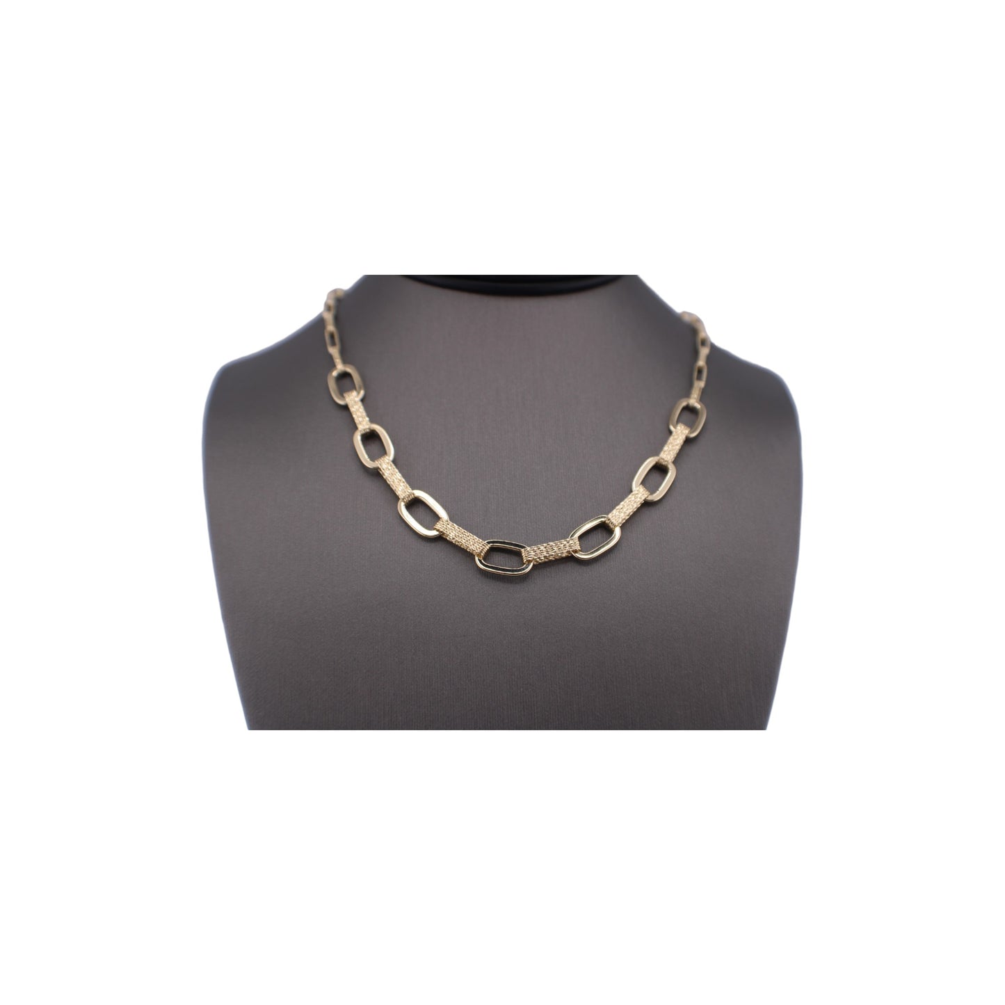 14KT Yellow Semi-Solid Gold Fancy Paper Clip Elongated Chain
