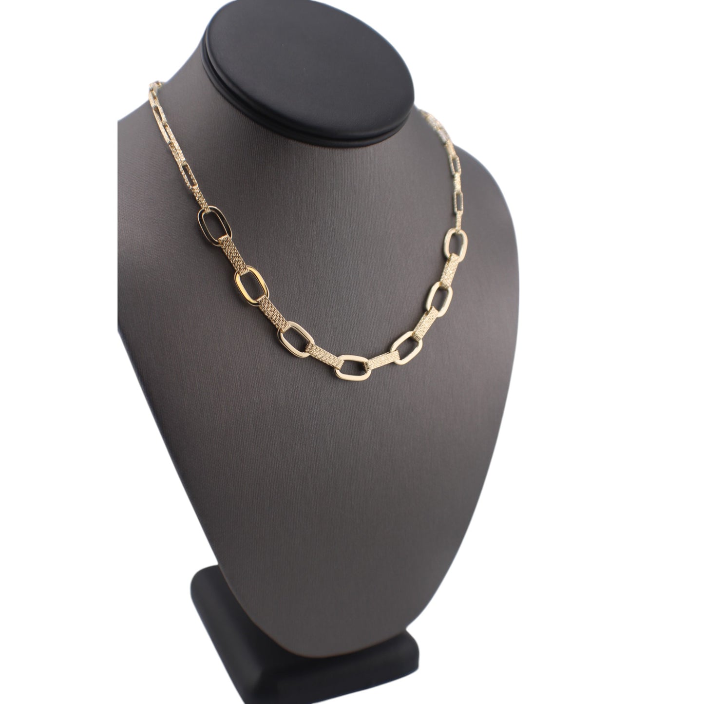 14KT Yellow Semi-Solid Gold Fancy Paper Clip Elongated Chain
