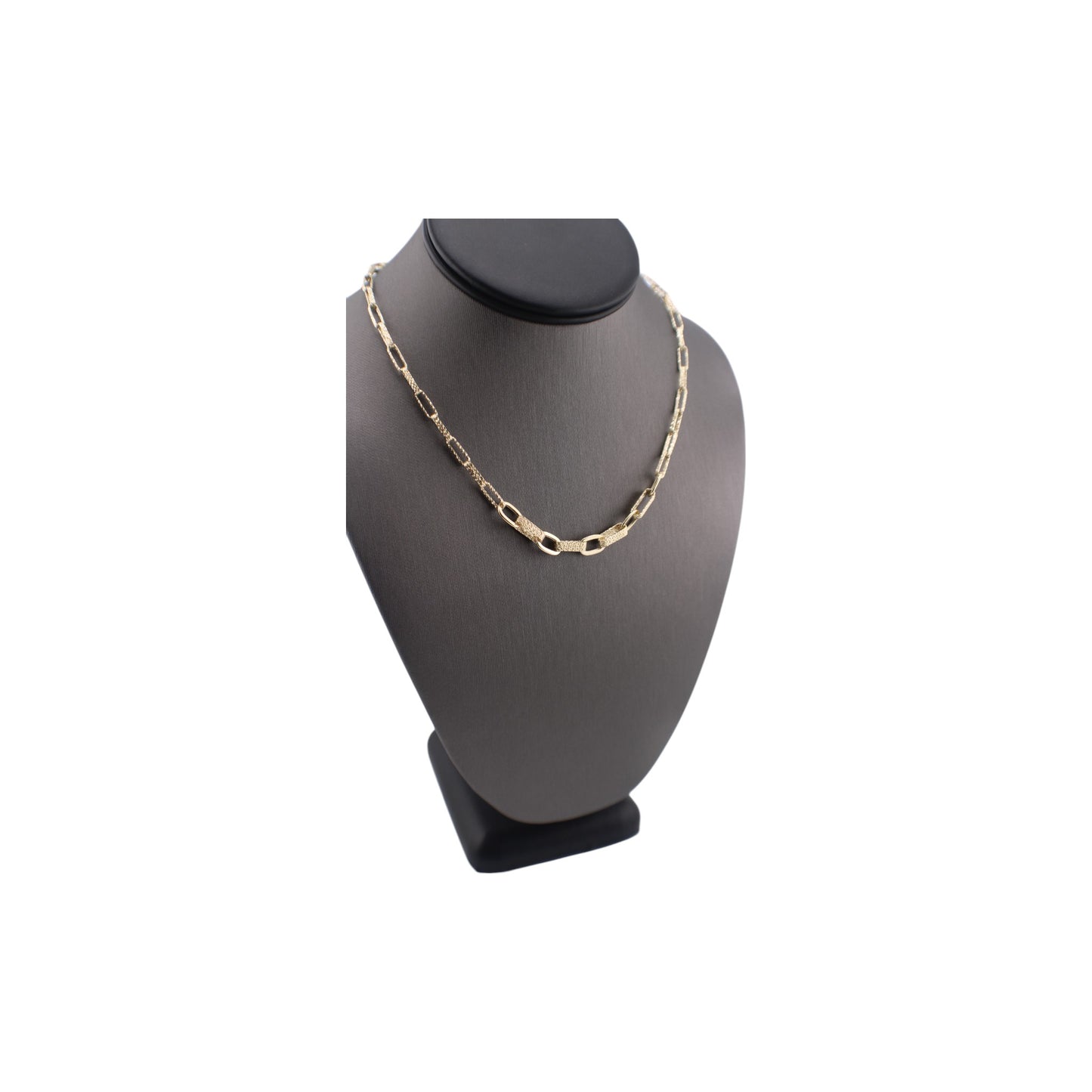 14KT Yellow Semi-Solid Gold Fancy Elongated Chain Paper Clip