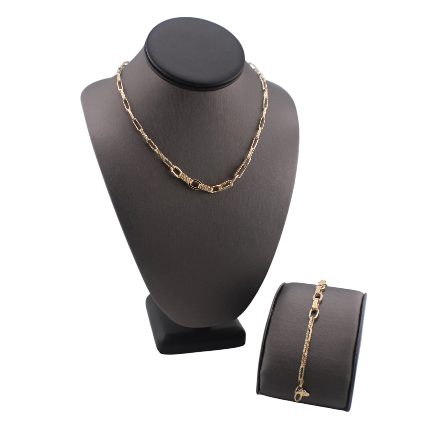 14KT Yellow Semi-Solid Gold Fancy Elongated Chain Paper Clip