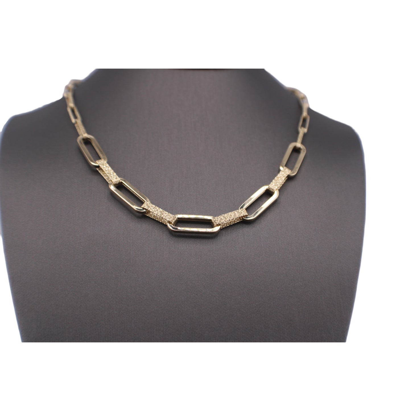 14KT Yellow Semi-Solid Gold Fancy Elongated Link Chain Paper Clip