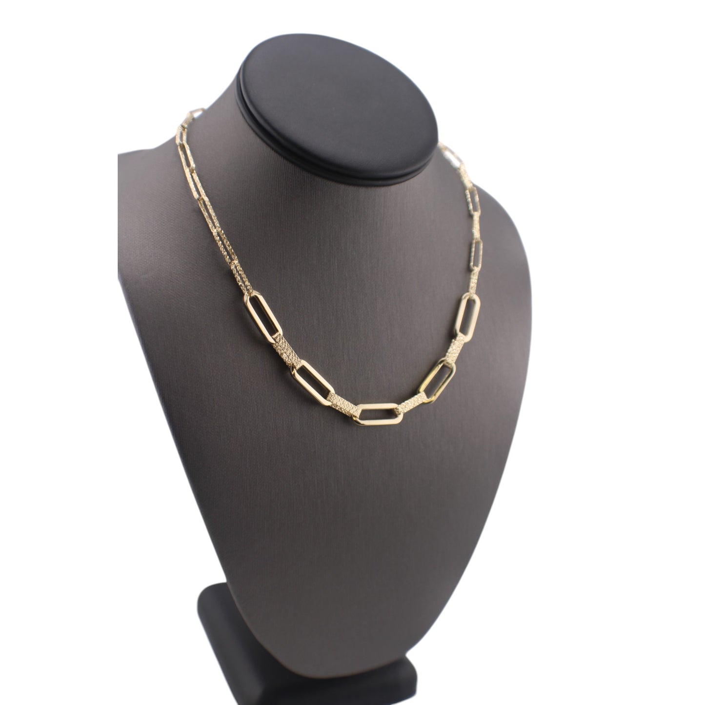 14KT Yellow Semi-Solid Gold Fancy Elongated Link Chain Paper Clip