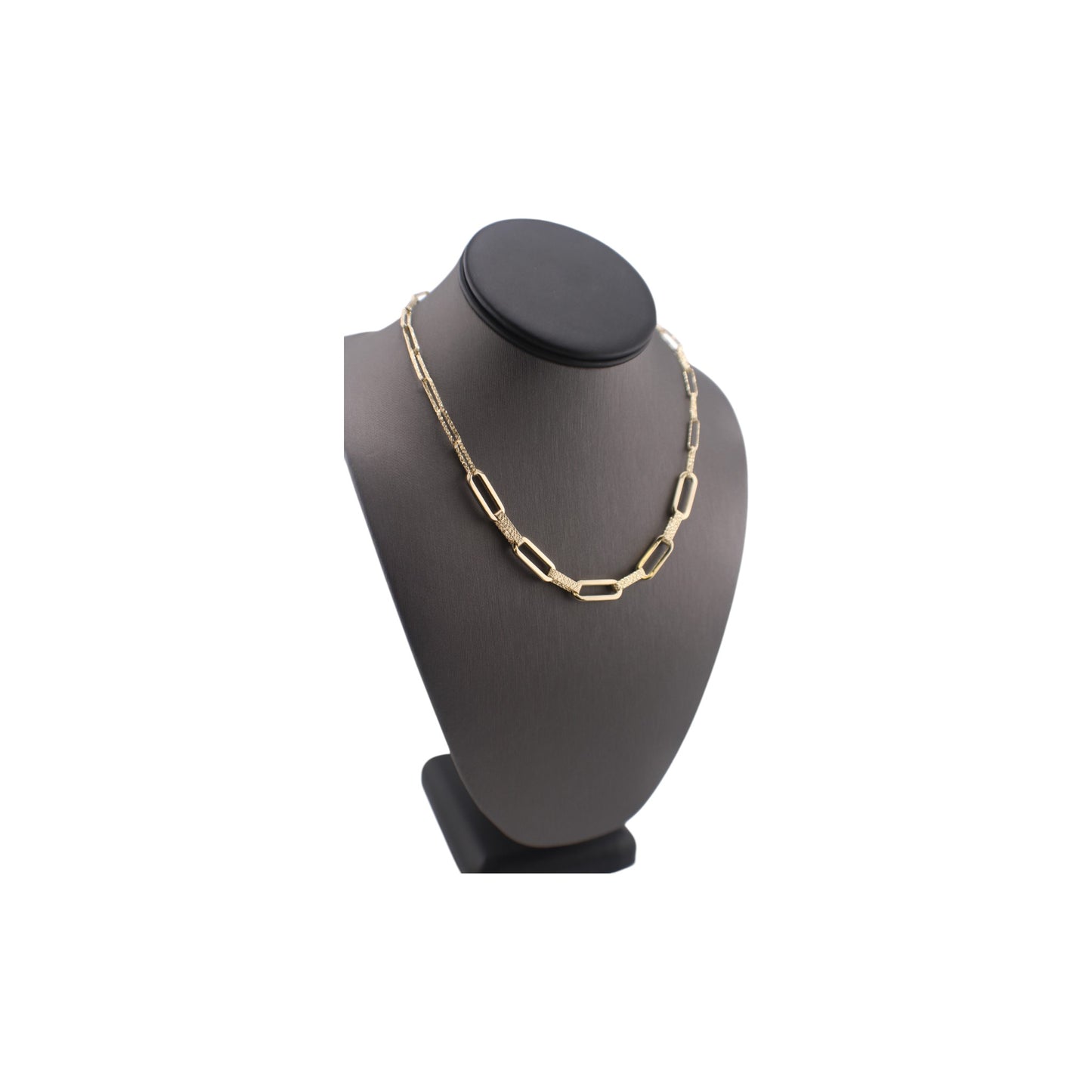 14KT Yellow Semi-Solid Gold Fancy Elongated Link Chain Paper Clip