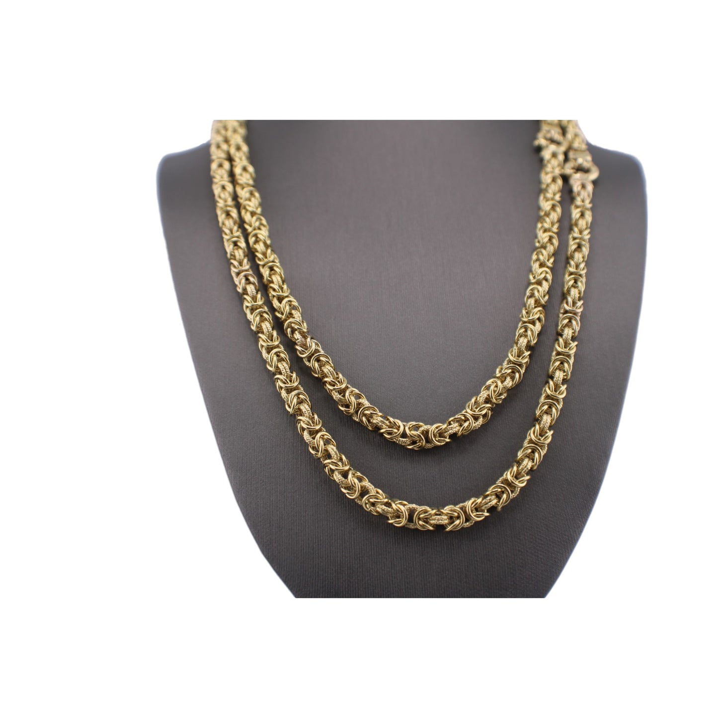 14KT Yellow Gold Fancy Byzantine Halo Link Chain.