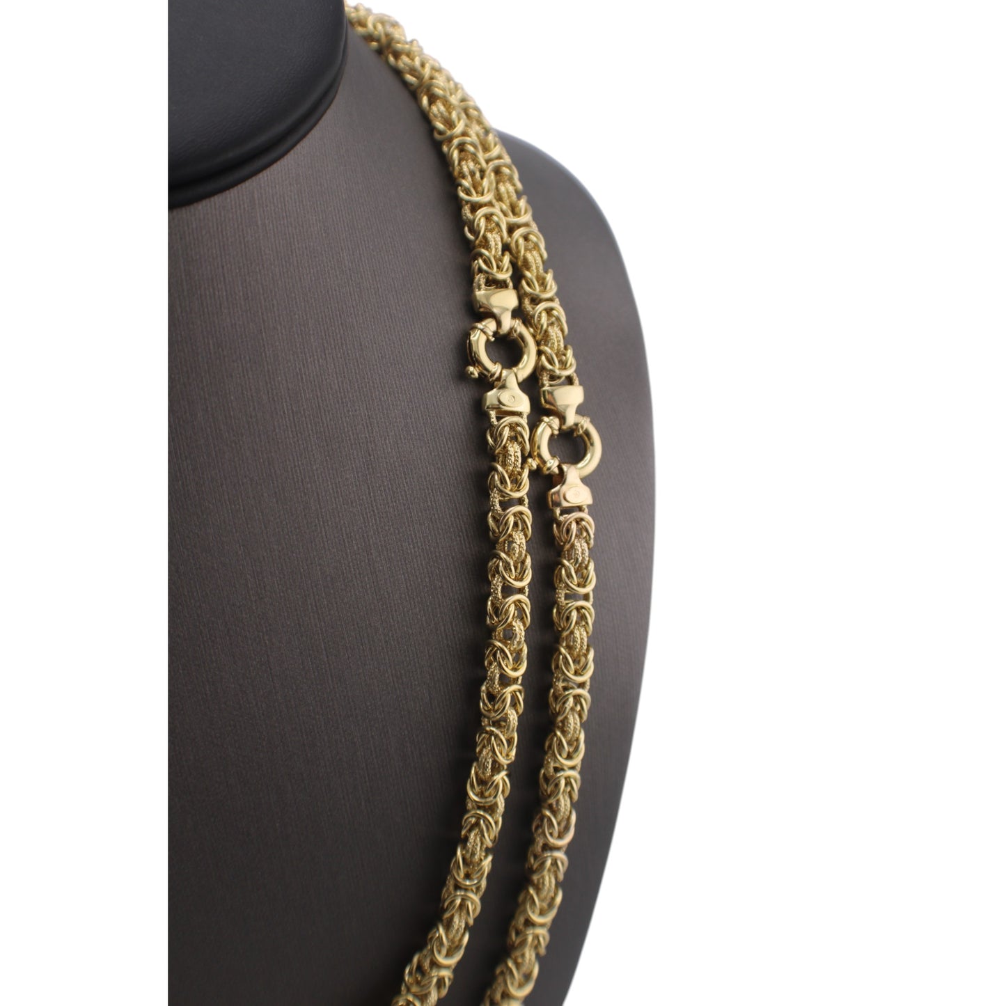14KT Yellow Gold Fancy Byzantine Halo Link Chain.