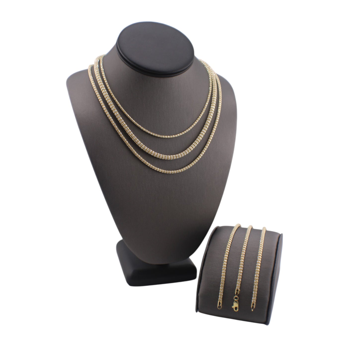 14KT Yellow Gold Solid Diamond-Cut Link Chain.