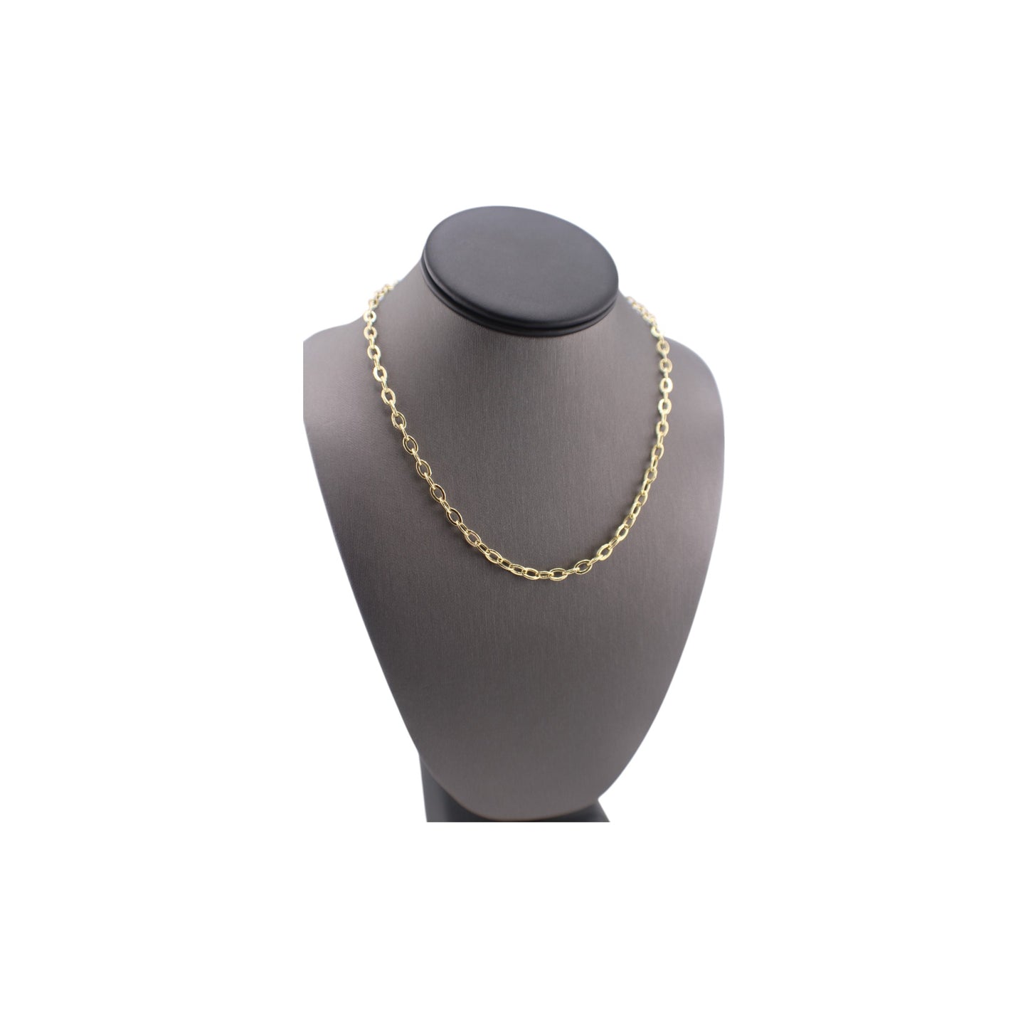 14KT Yellow Semi-Solid Round Paper-Clip Link Gold Chain.
