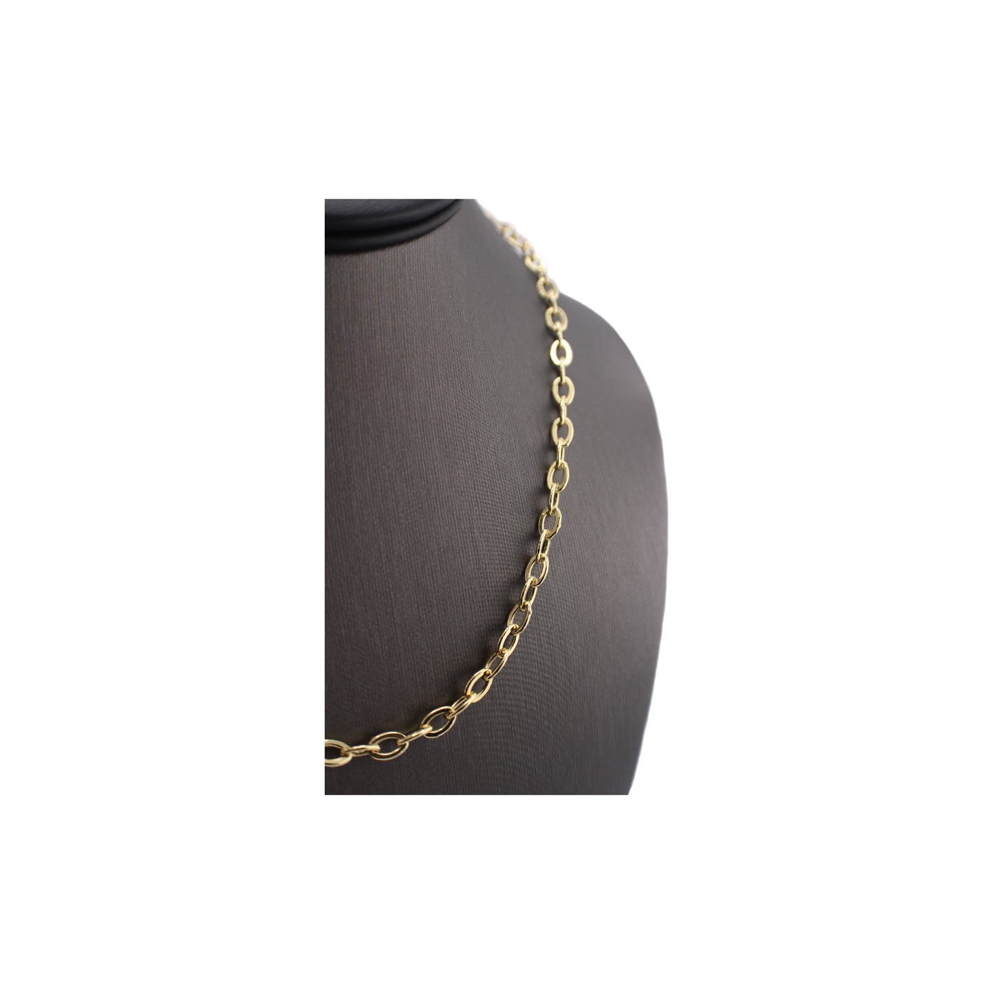 14KT Yellow Semi-Solid Round Paper-Clip Link Gold Chain.