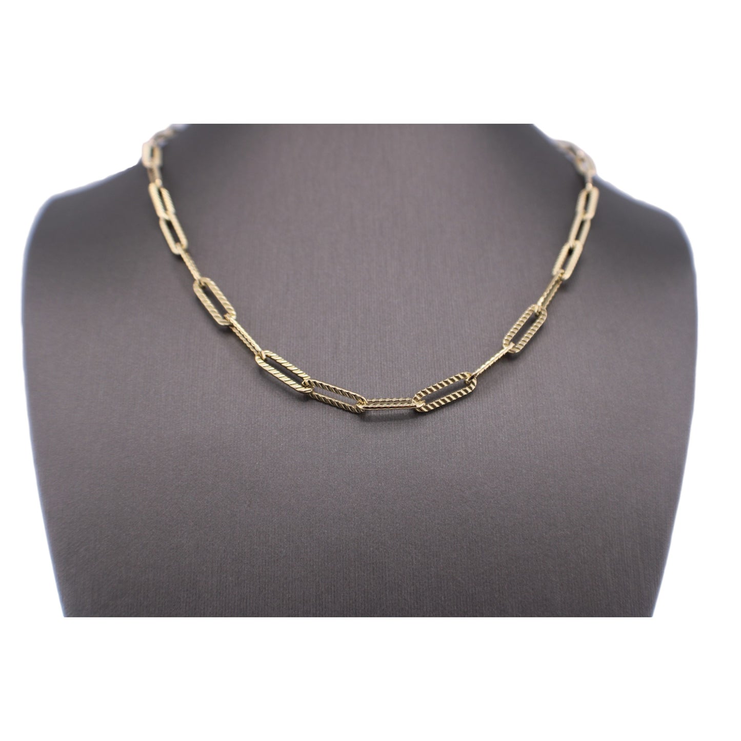 14KT Yellow Semi-Solid Paper-Clip Link Gold Chain.