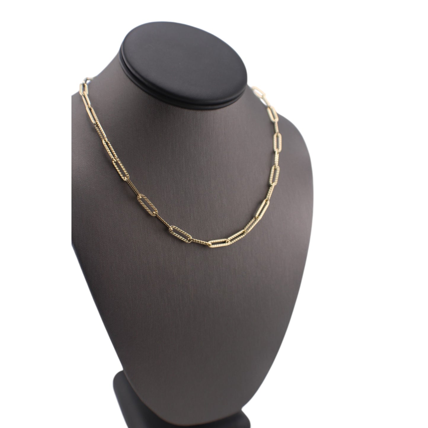 14KT Yellow Semi-Solid Paper-Clip Link Gold Chain.