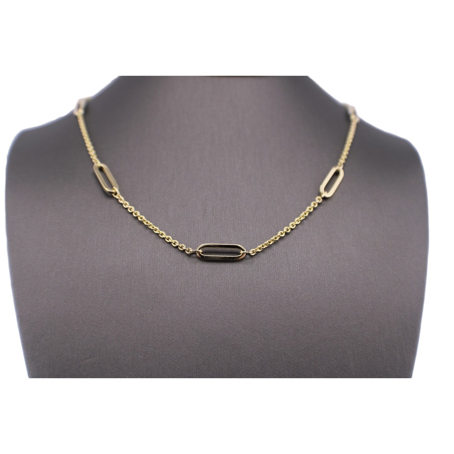 14KT Yellow Semi-Solid Paper-Clip and Cable Link Gold Chain.