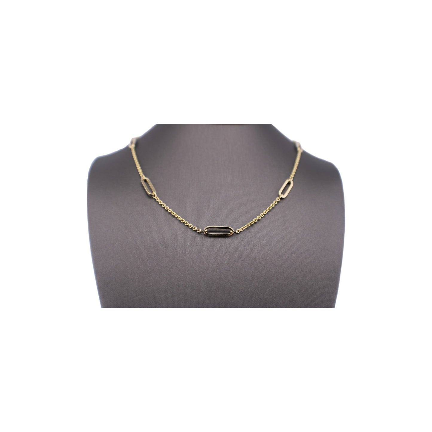 14KT Yellow Semi-Solid Paper-Clip and Cable Link Gold Chain.